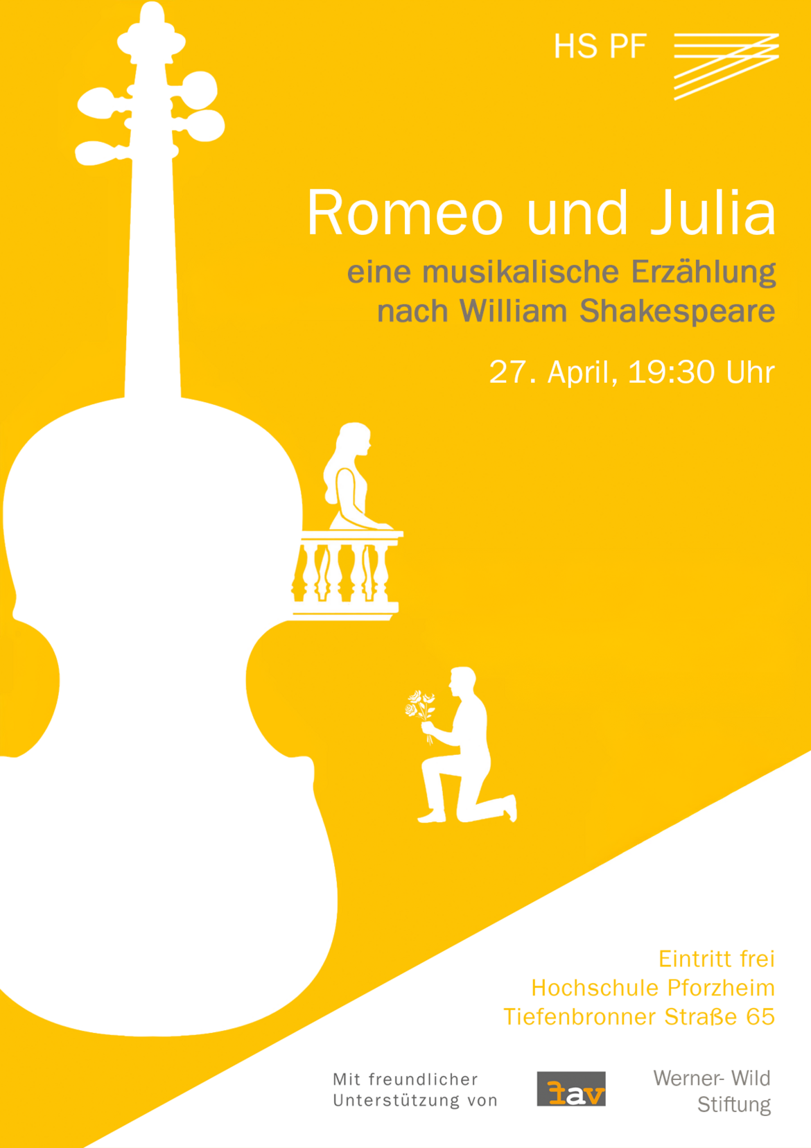 Plakat zur Aufführung des Hochschulorchesters: Romeo & Julia (Infos auch im Text)