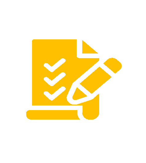 Symbol eines Stiftes und eines Blattes mit Notizen.