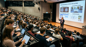 Studierende im Hörsaal mit Professorin