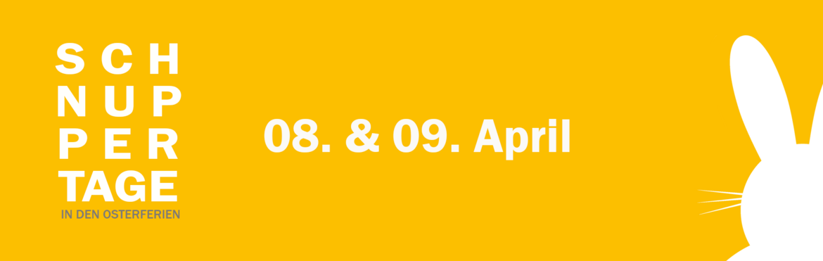 Bild mit Kontur eines Hasen und dem Text: Osterschnuppertage - 8. & 9. April