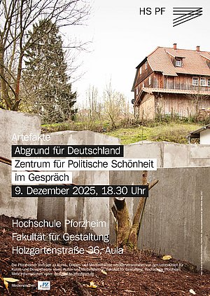 Eventposter für die Artefakte Reihe. Titel: Abgrund für Deutschland. Zentrum für Politische Schönheit im Gespräch