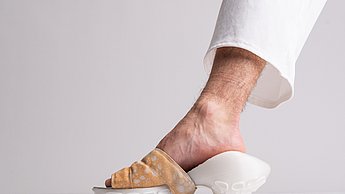 Model wearing a shoe