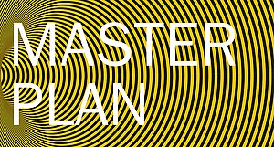 Master Plan steht auf einem Hintergrund, der aus gelben und weißen Linien