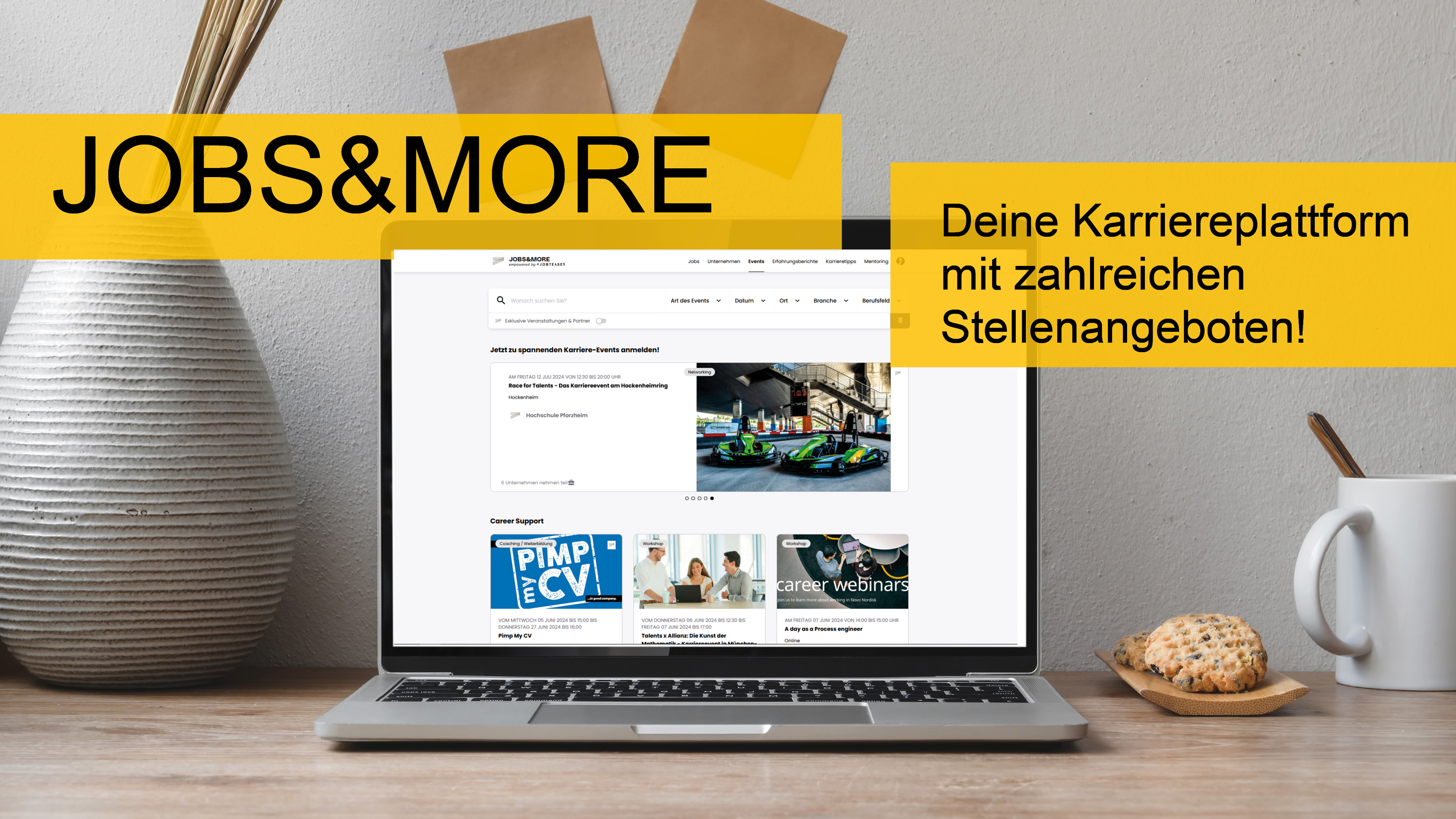 Ein Laptop mit der Ansicht der Karriereplattform