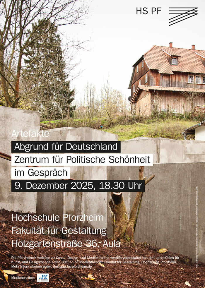 Eventposter für die Artefakte Reihe. Titel: Abgrund für Deutschland. Zentrum für Politische Schönheit im Gespräch